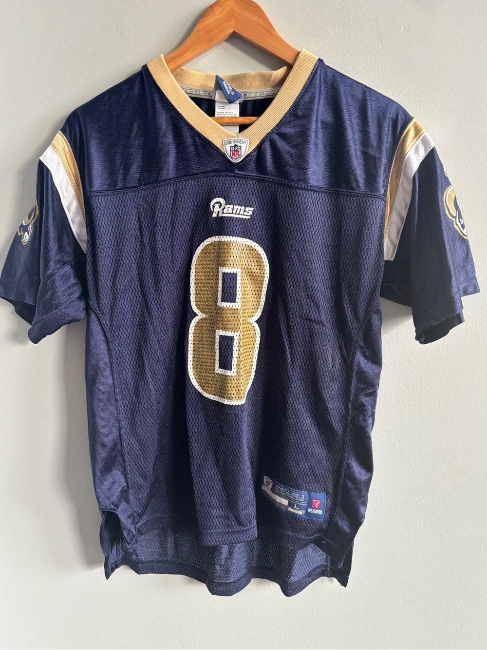 Vintage Reebok St. Louis Rams Sam Bradford #8 NFL Jersey - Blue/Gold - Men's L